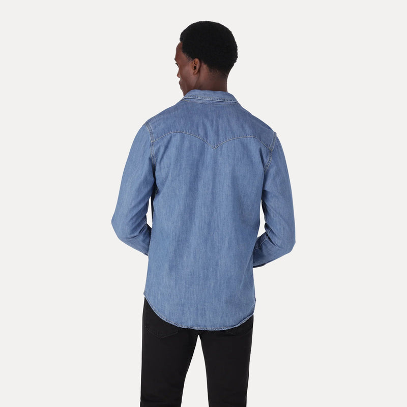 LEVI'S® MEN'S CLASSIC STANDARD FIT WESTERN SHIRT - MED INDIGO - FLAT FINISH