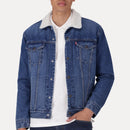 LEVI'S® MEN'S TYPE III SHERPA TRUCKER JACKET - MED INDIGO - WORN IN