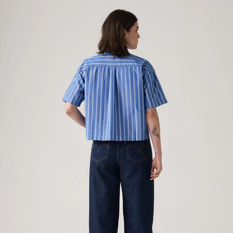 LEVI'S® WOMEN'S HARLIE SHORT-SLEEVE CROPPED SHIRT - BLUE