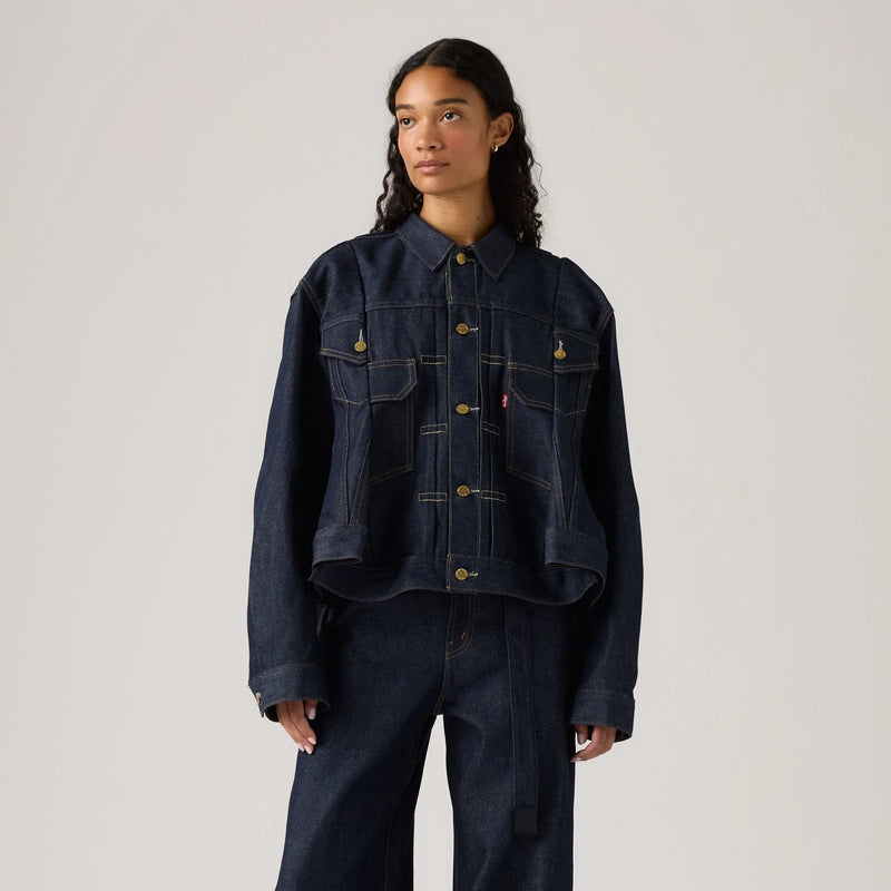 LEVI'S® X SACAI WOMEN'S DENIM JACKET - DARK INDIGO - FLAT FINISH