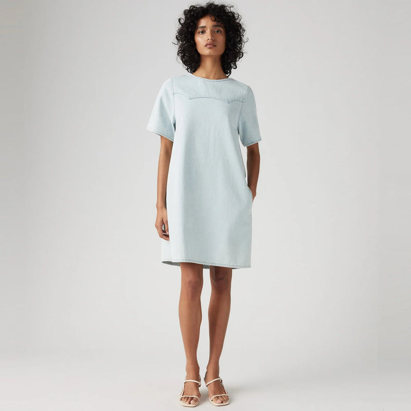 LEVI'S® WOMEN'S DENIM TEE DRESS - LIGHT INDIGO - FLAT FINISH