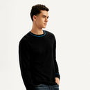LEVI'S® MEN'S SOLID BLACK CREW NECK SWEATER - BLACK