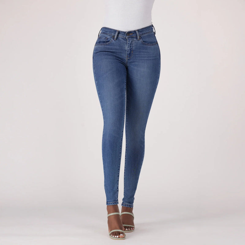 LEVI'S® WOMEN'S CURVY SUPER SKINNY - MED INDIGO - WORN IN