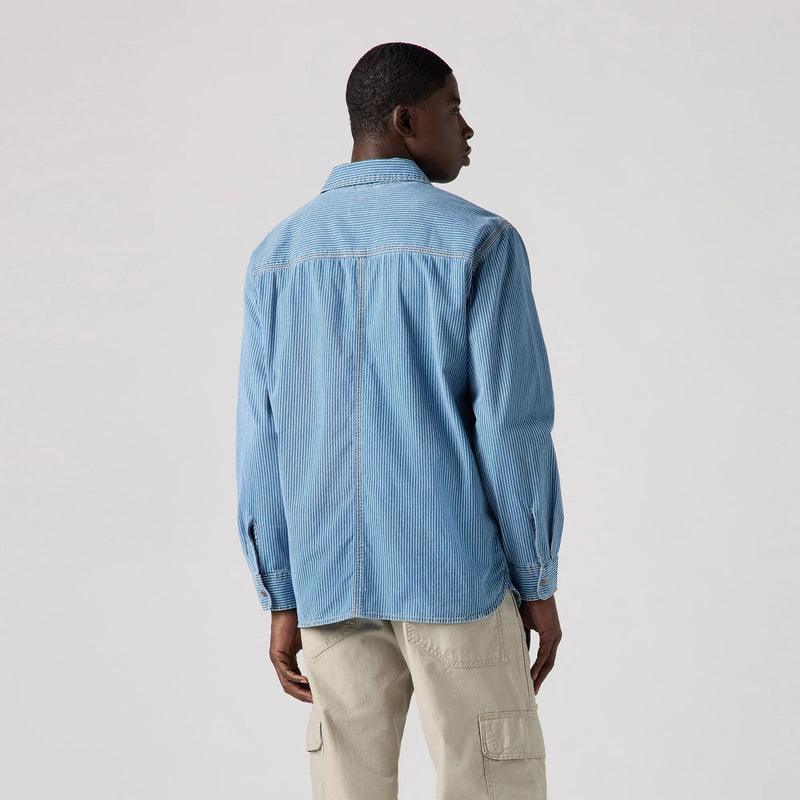 LEVI’S® MEN’S LONG-SLEEVE AUBURN WORKER SHIRT - MED INDIGO - FLAT FINISH