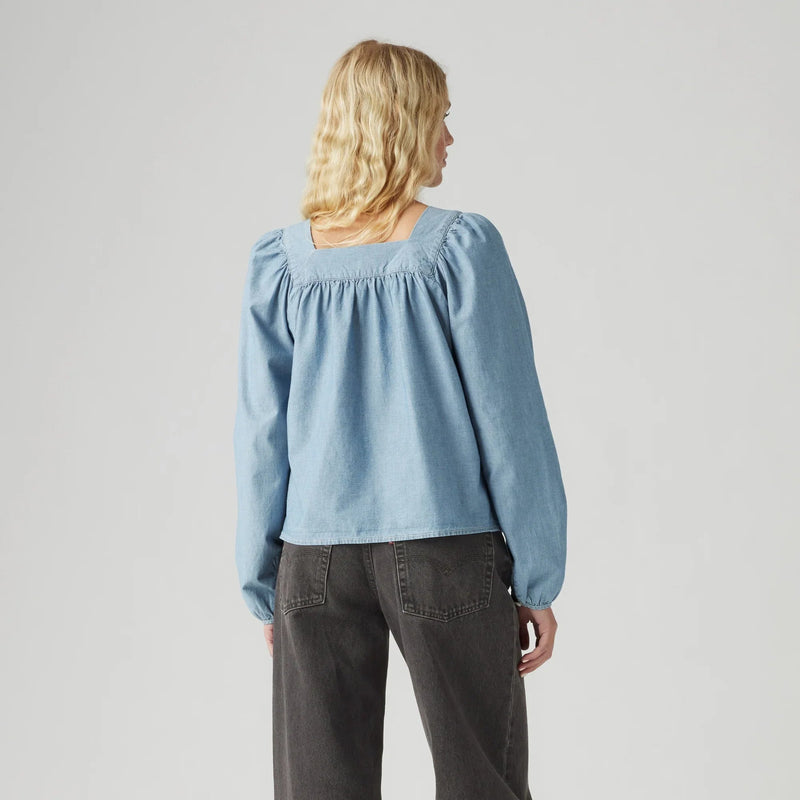 LEVI'S® WOMEN'S AMBER LONG-SLEEVE BLOUSE - MED INDIGO - FLAT FINISH