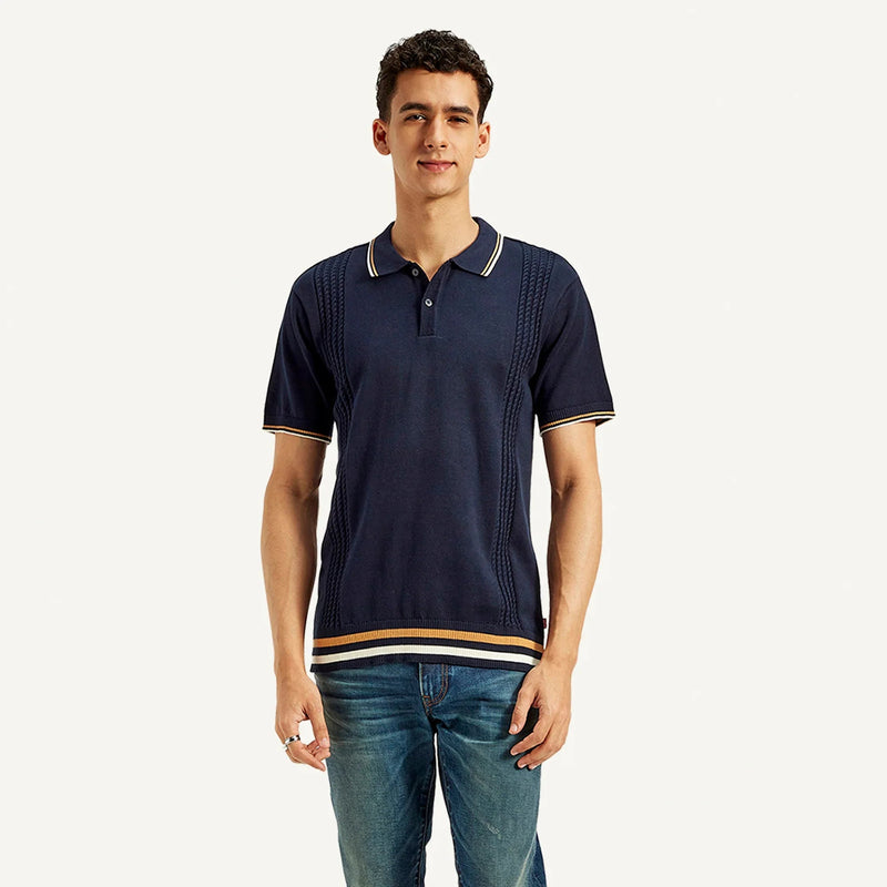 LEVI’S® MEN'S NAUTICAL TIPPING LAT KNIT POLO - BLUE