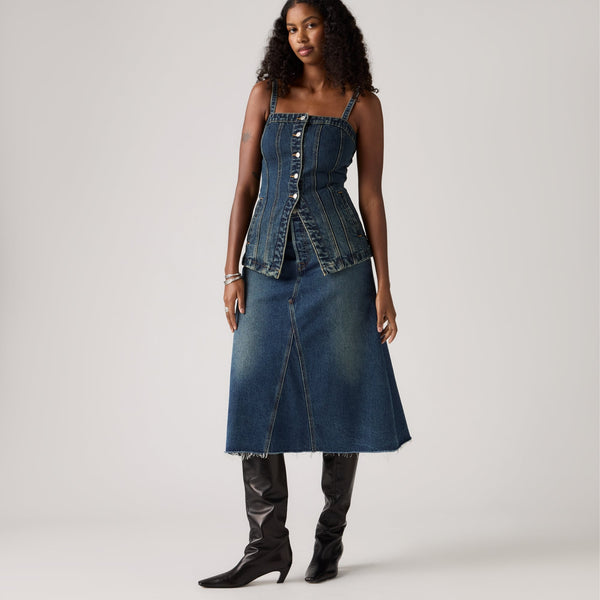 LEVI'S® WOMEN'S HIGH-RISE A-LINE DECON SKIRT - DARK INDIGO WORN IN