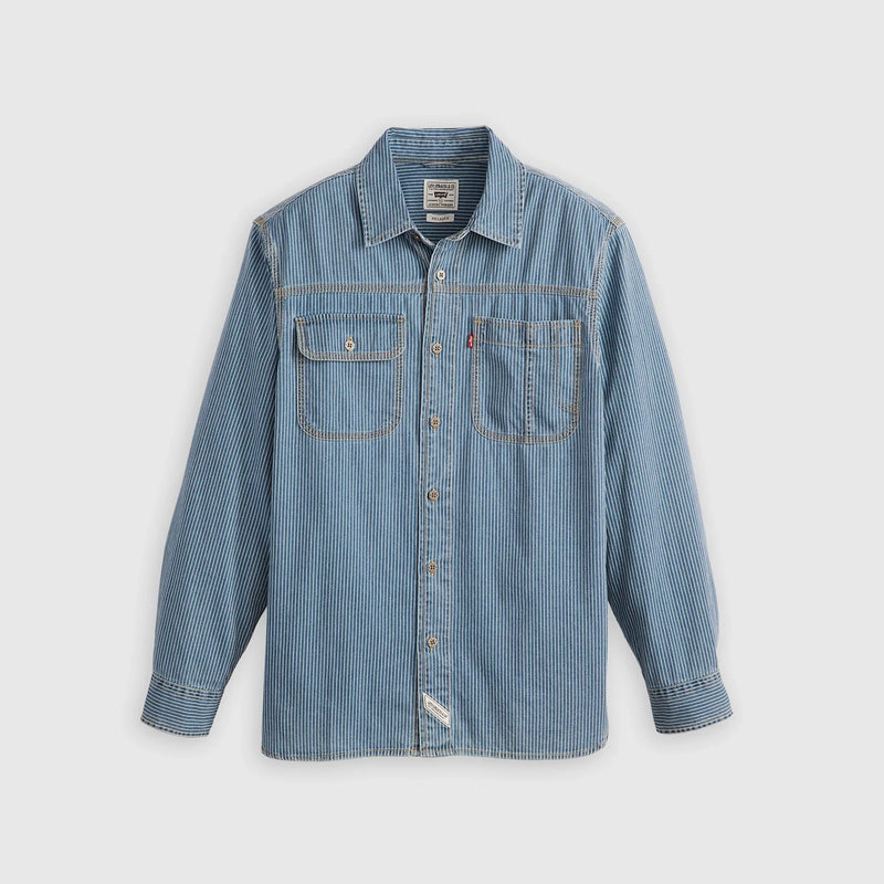 LEVI’S® MEN’S LONG-SLEEVE AUBURN WORKER SHIRT - MED INDIGO - FLAT FINISH