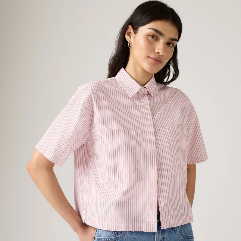 LEVI'S® WOMEN'S HARLIE SHORT-SLEEVE CROPPED SHIRT - MULTI COLOUR