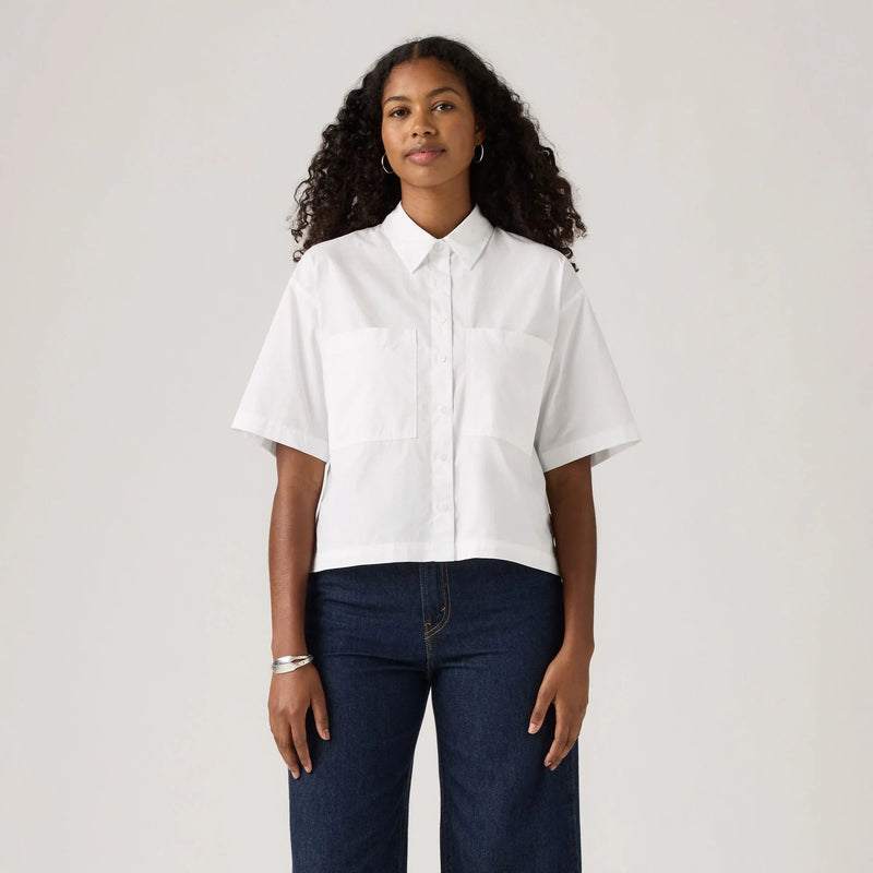 LEVI'S® WOMEN'S HARLIE SHORT-SLEEVE CROPPED SHIRT - MULTI COLOUR