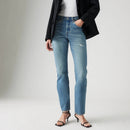 LEVI'S® WOMEN'S 501® ORIGINAL CROPPED JEANS - MED INDIGO - WORN IN
