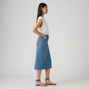 LEVI'S® WOMEN'S HIGH-RISE SLIT SKIRT - DARK INDIGO - WORN IN