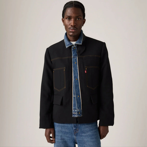 LEVI'S® X SACAI MEN'S DENIM X METELASSE TWILL REVERSIBLE BLOUSON - DARK INIDGO - FLAT FINISH