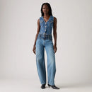 LEVI'S® WOMEN'S BARREL SADDLE BACK JEANS - MED INDIGO - WORN IN