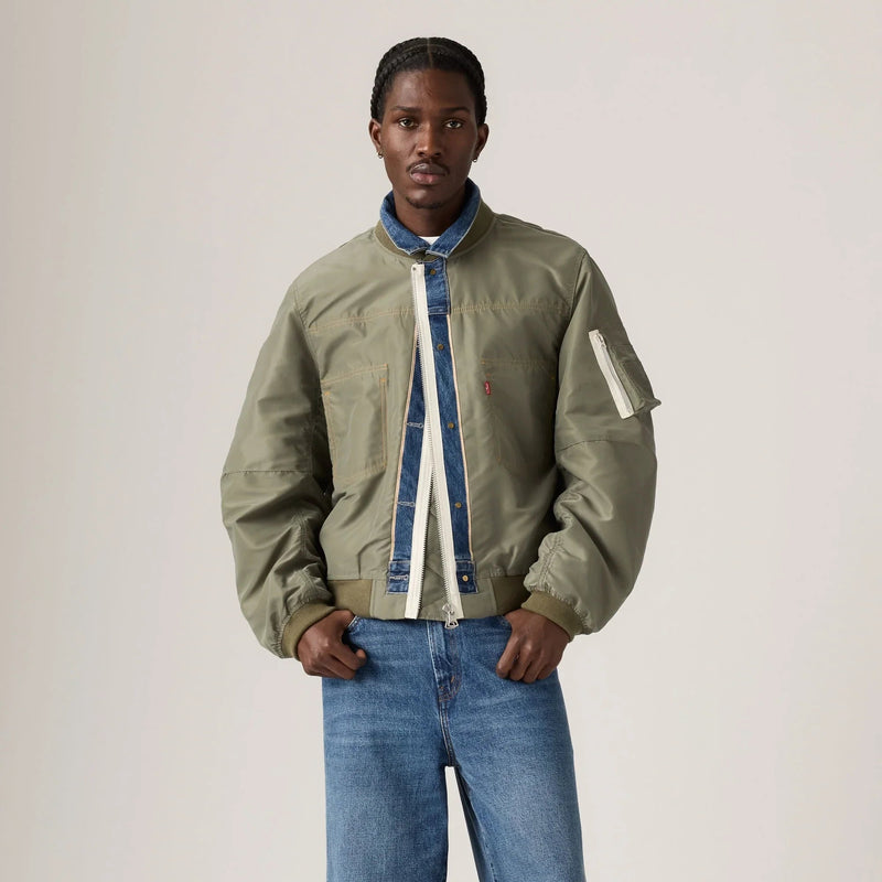 LEVI'S® X SACAI MEN'S DENIM X NYLON TWILL REVERSIBLE BLOUSON - DARK INDIGO - FLAT FINISH