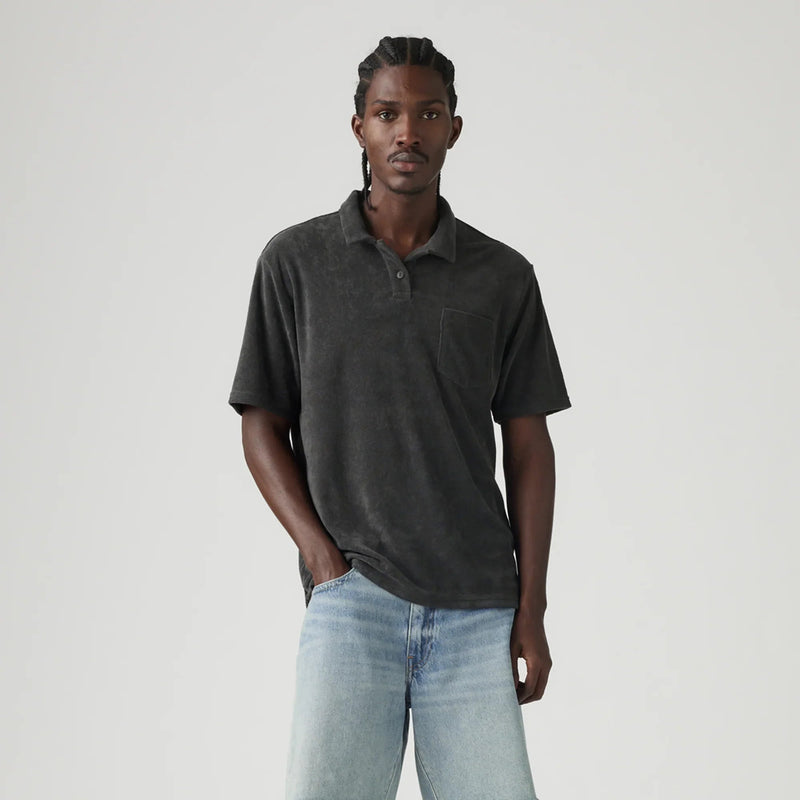 LEVI'S® MEN'S TERRY POCKET POLO - BLACK